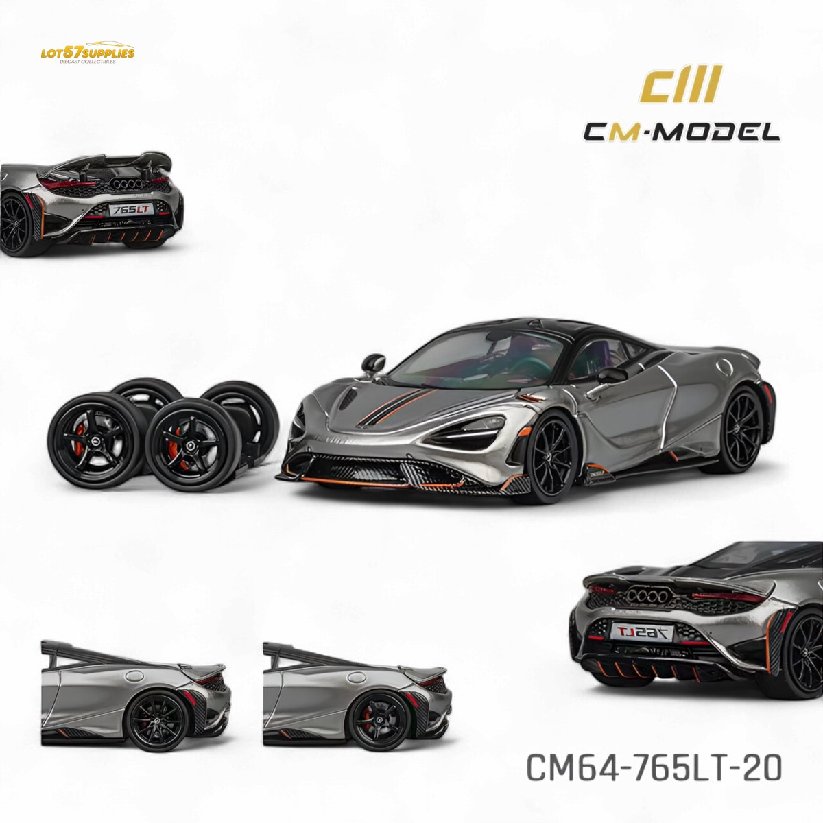 CM Model McLaren 765LT Silver Gray 1:64
