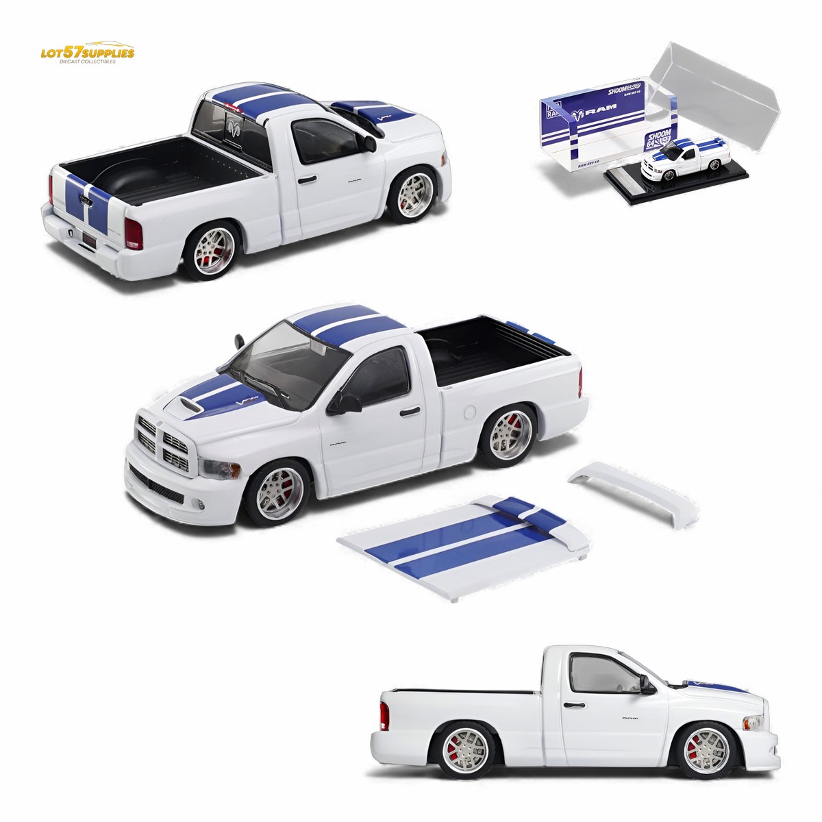 GCD Dodge RAM SRT-10 White Blue Stripe 1:64