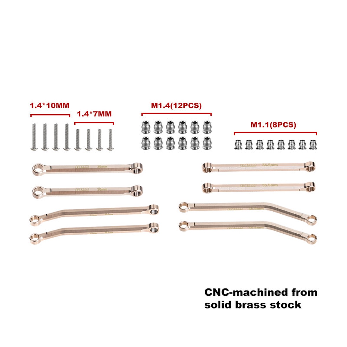GPM RACING,AXIAL-SCX30 4X4 RTR BRASS LINK SET FOR AXIAL 1/30 SCX30 FORD BRONCO SCX30 JEEP WRANGLER JLU SCX30/160X