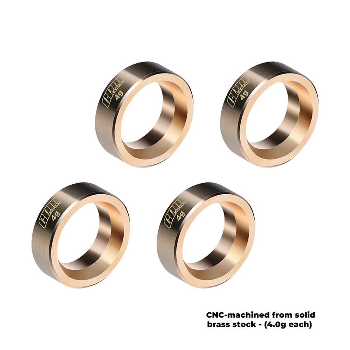 GPM RACING,AXIAL-SCX30 4X4 RTR BRASS WHEEL WEIGHTS (4G)-4PCS SCX30/COW