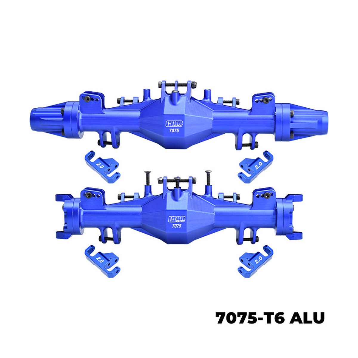 GPM RACING,LOSI-Grave SOLID AXLE 7075-T6 ALLOY QUICK RELEASE FRONT & REAR AXLE HOUSING SET LMT21213KIT