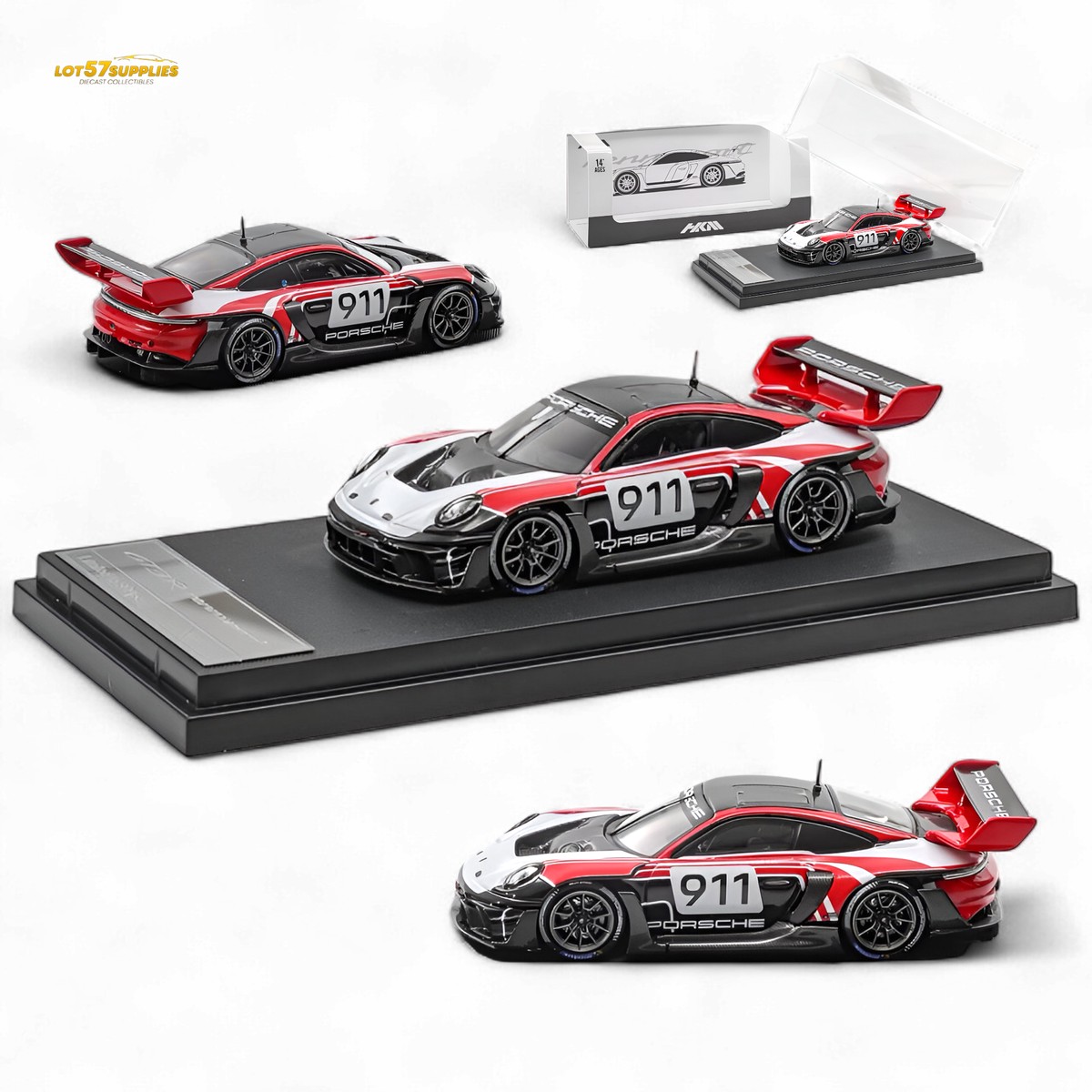 HKM Porsche 911 GT3 R Rennsport Red-White 1:64