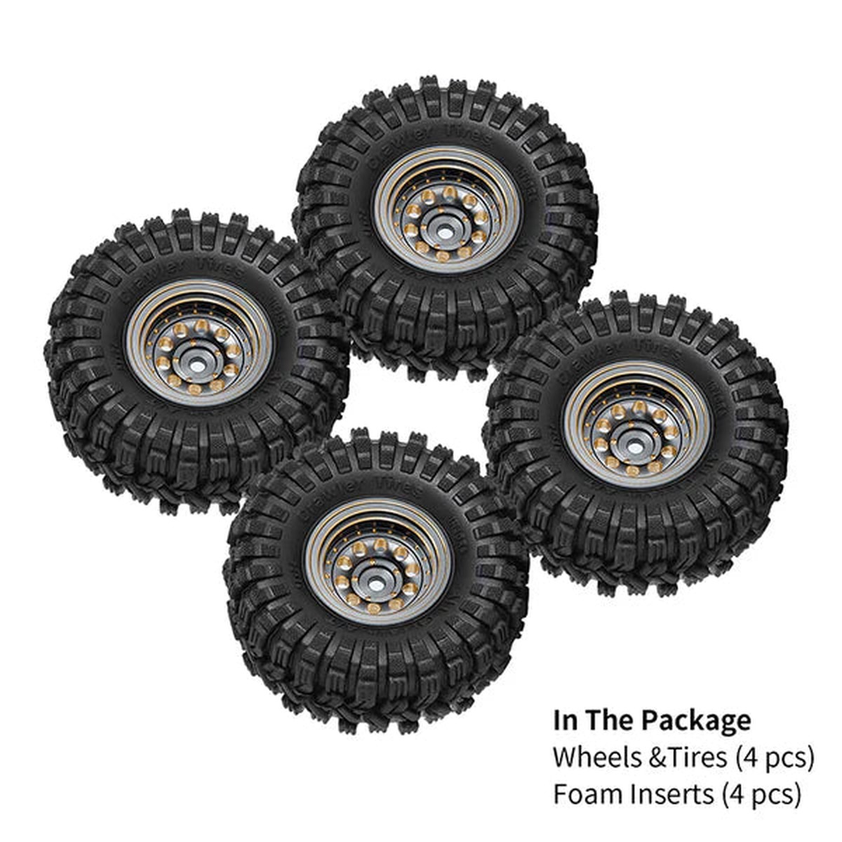 INJORA YQW-1008GL-1017 1.0″ 58*24mm -2.65mm Offset Brass Wheel Set for Micro Crawlers