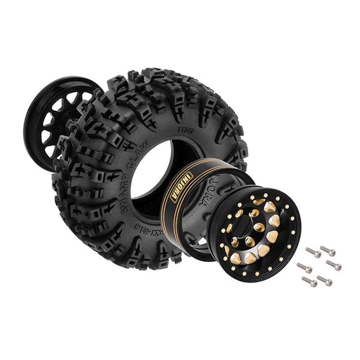 INJORA YQW-1301BGD-1319 1.3" 70*27mm -3.75mm Offset Brass Wheels Set for Micro Crawlers