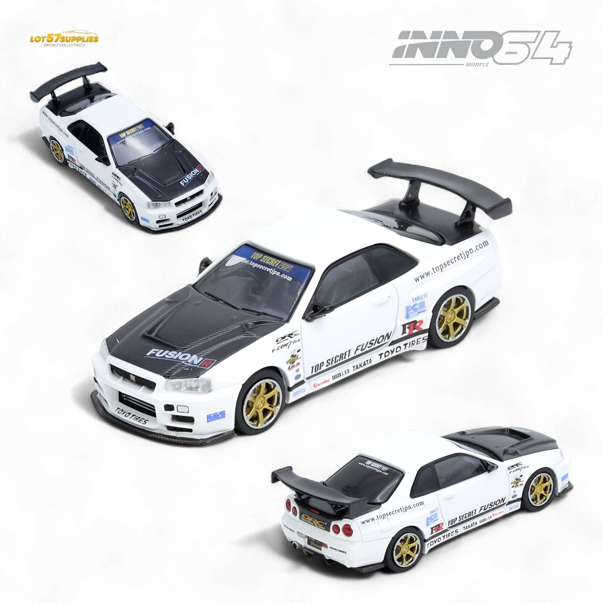 INNO64 Top Secret R34 GT-R White 1:64