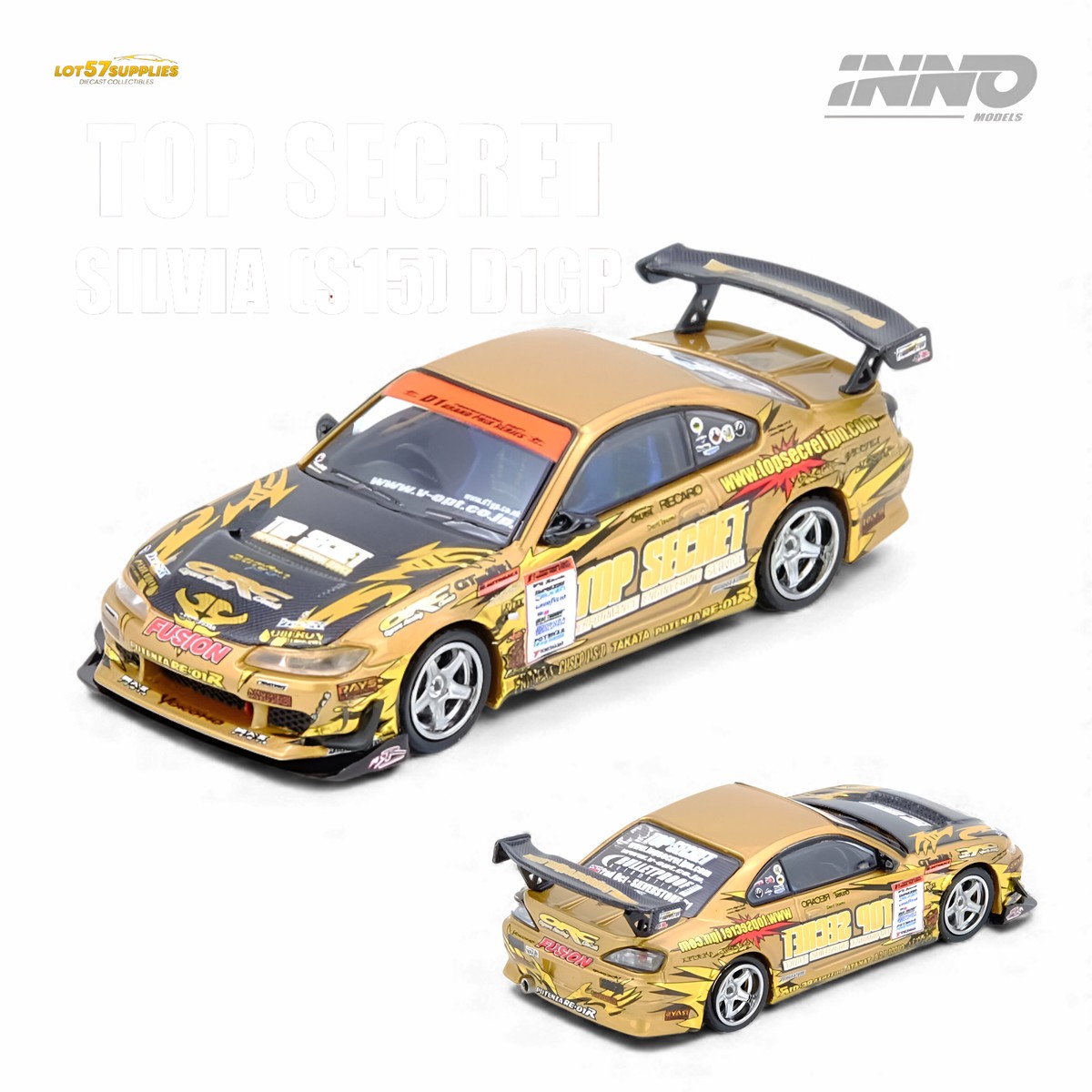 INNO64 Top Secret Silvia S15 D1GP 2004 Gold 1:64