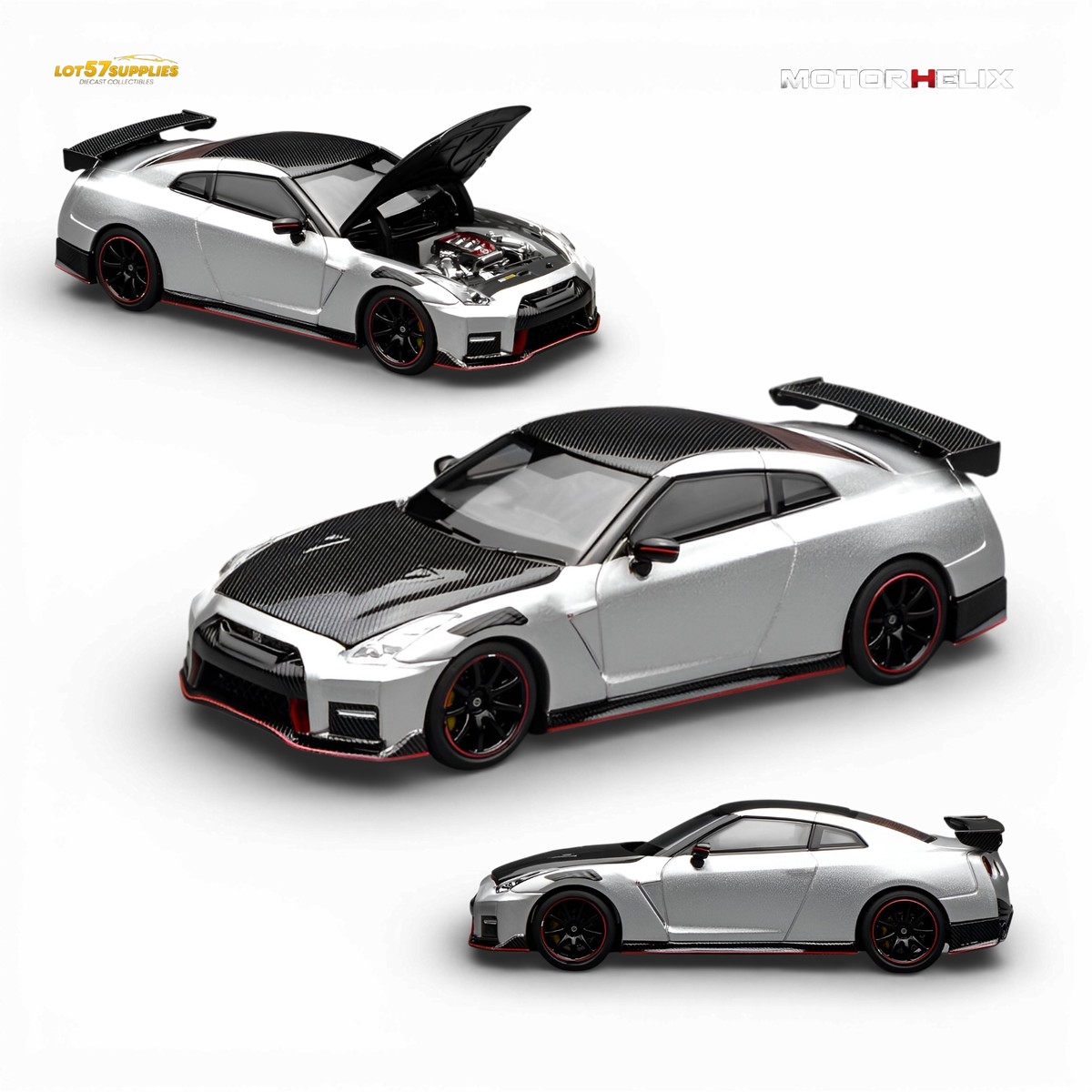 Motorhelix Nissan GT-R NISMO (R35) Special Edition 2022 - Ultimate Metal Silver 1:64