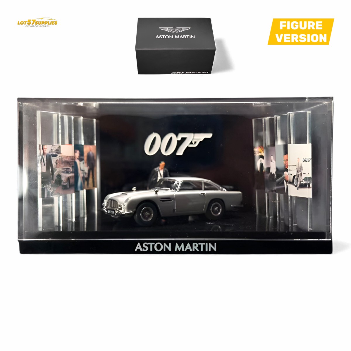 (Pre-Order) Aston Martin DB5 High Gloss Silver Figurine Ver 1:64