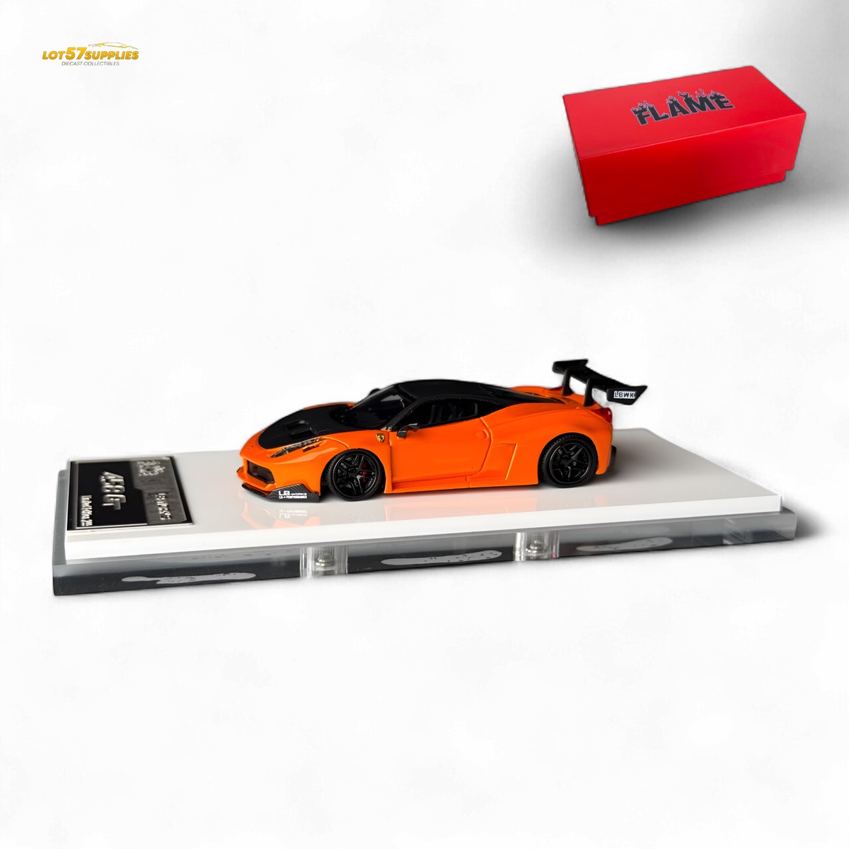 Flame Ferrari 458 LB Wide-Body Pearl Orange 1:64