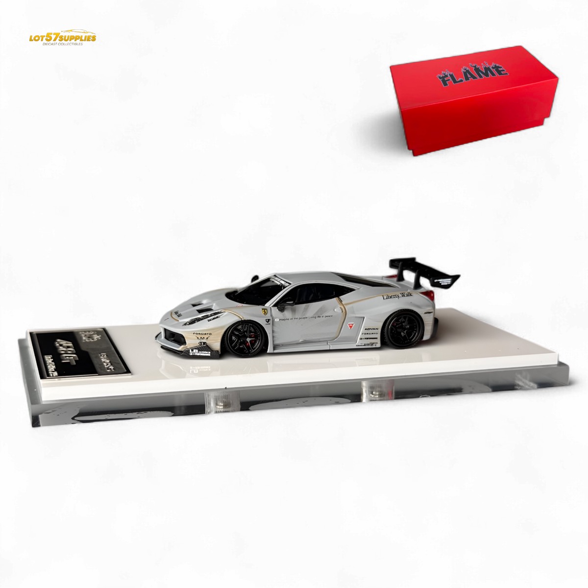 Flame LB458GT LB Wide-Body – Matte Grey 1:64