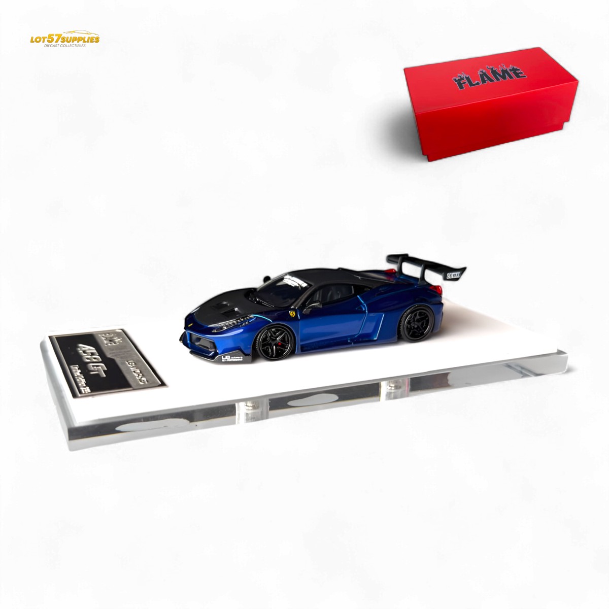 Flame Supercar LB458GT - Metallic Blue 1:64 Resin