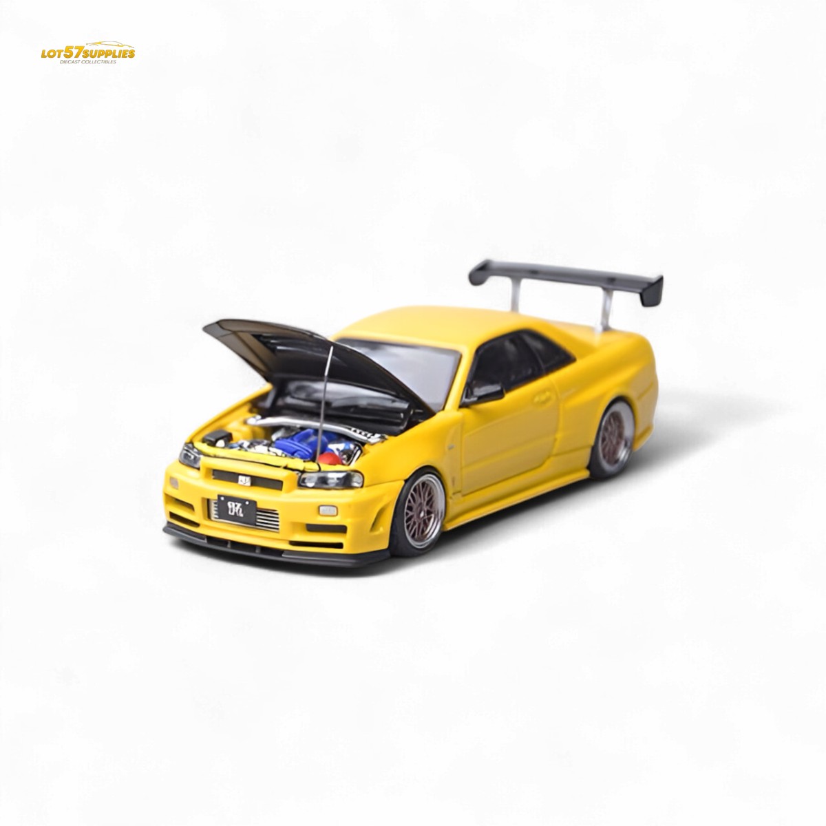 Focal Horizon Nissan Skyline GT-R R34 Z-Tune Carbon-Hood Version Yellow 1:64