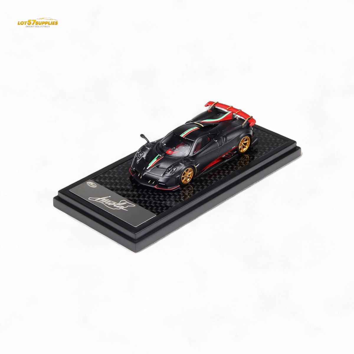 LCD Pagani Imola Matte Black Carbon Italian Stripe 1:64