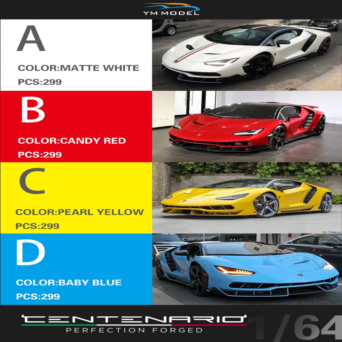 (Pre-Order) YM Model Lamborghini Centenario LP770-4 1:64