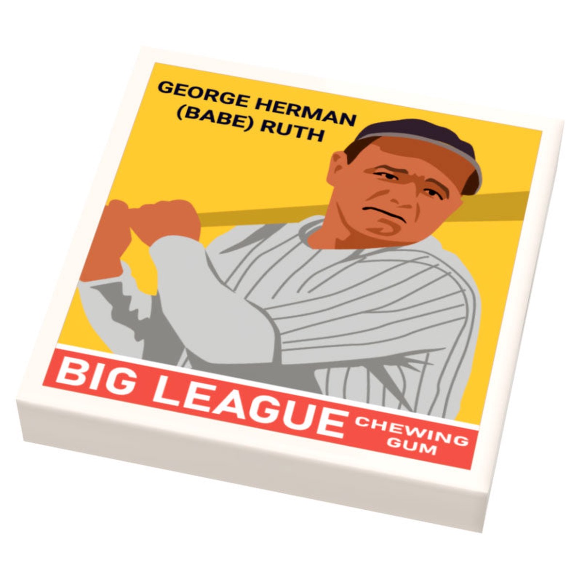 Babe Ruth Baseball Card (2×2 Tile) for Minifigs