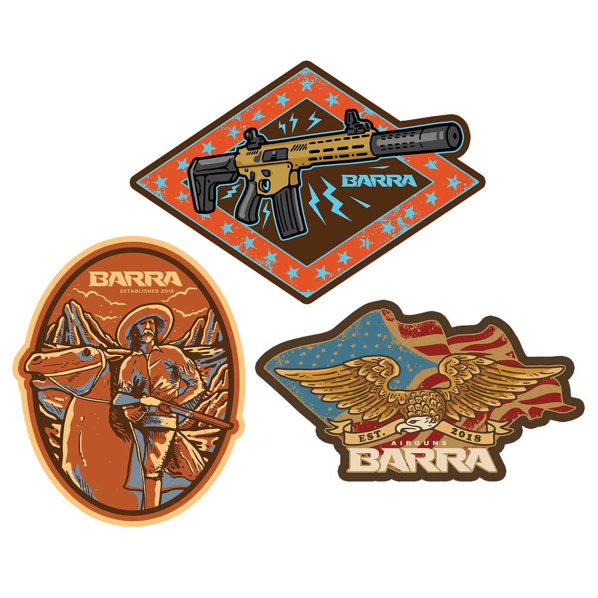 Barra Airguns Die Cut Stickers – 3 Pack