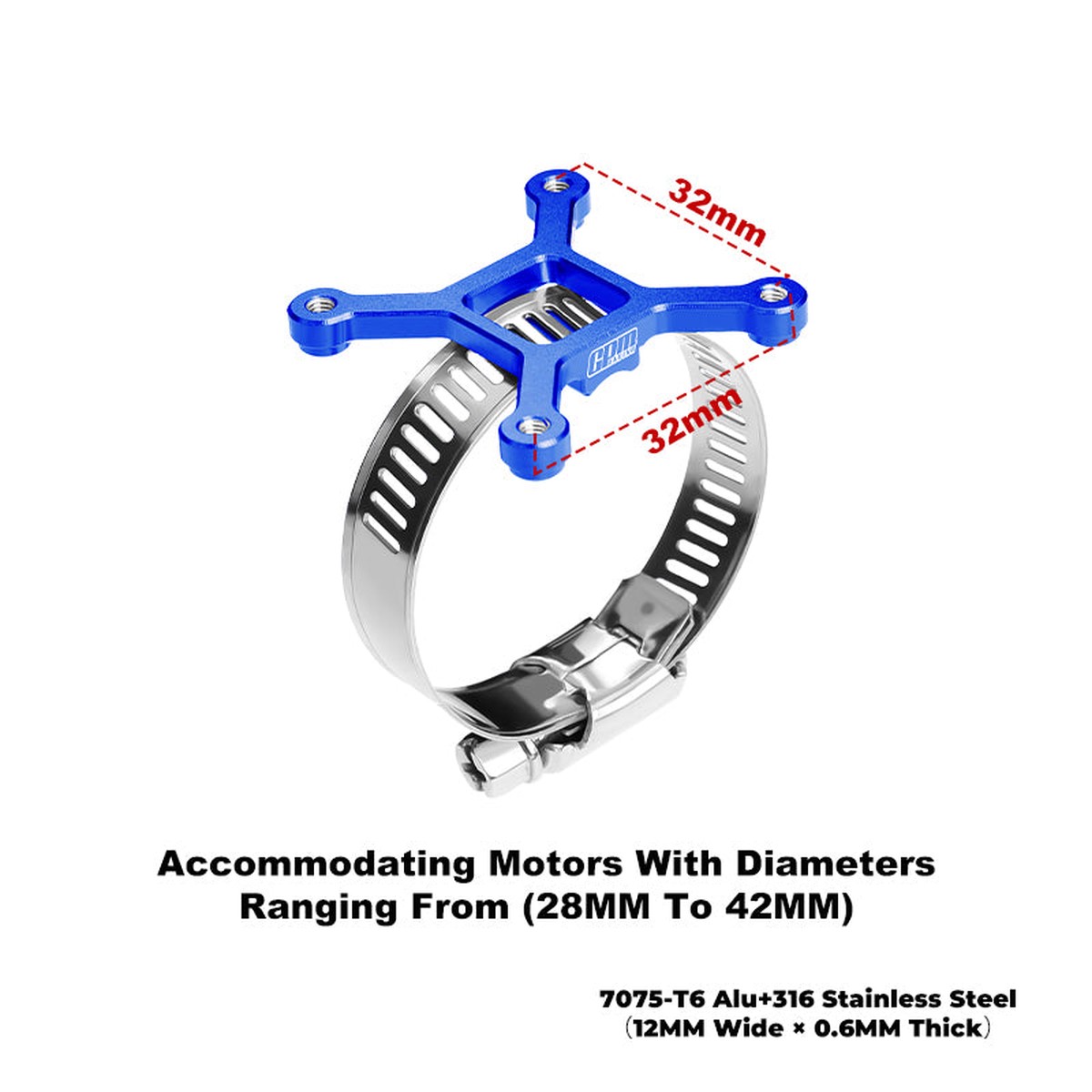 GPM RACING,ACCESSORIES 7075-T6 ALLOY+316 STAINLESS STEEL 40X40MM COOLING FAN AJUSTABLE MOUNT FOR 28-42 SERIES MOTOR GPM2144