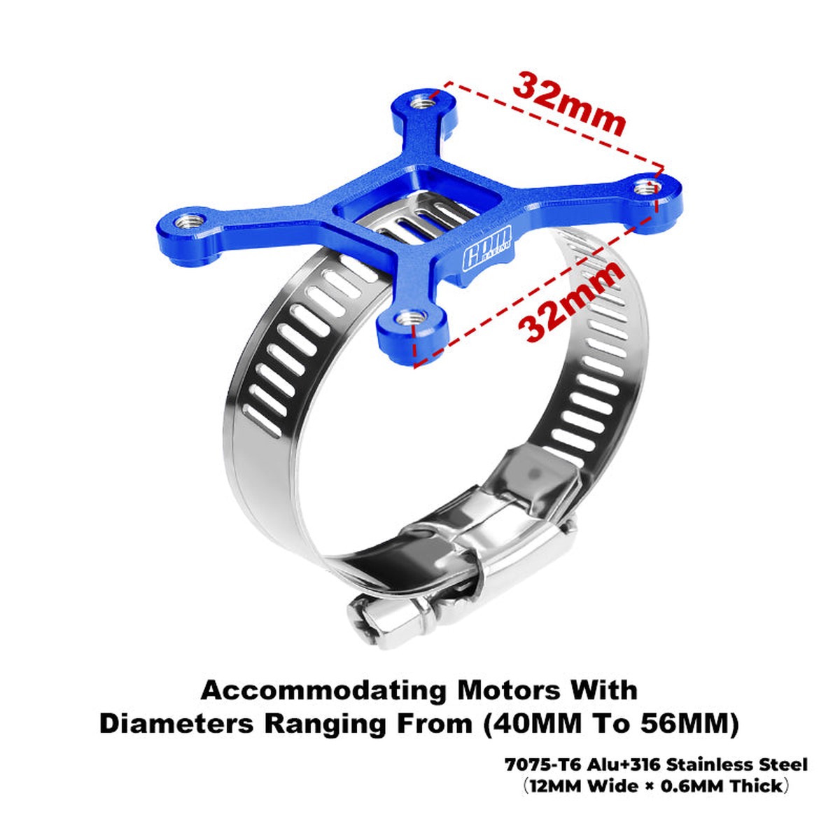 GPM RACING,ACCESSORIES 7075-T6 ALLOY+316 STAINLESS STEEL 40X40MM COOLING FAN AJUSTABLE MOUNT FOR 40-56 SERIES MOTOR GPM3357