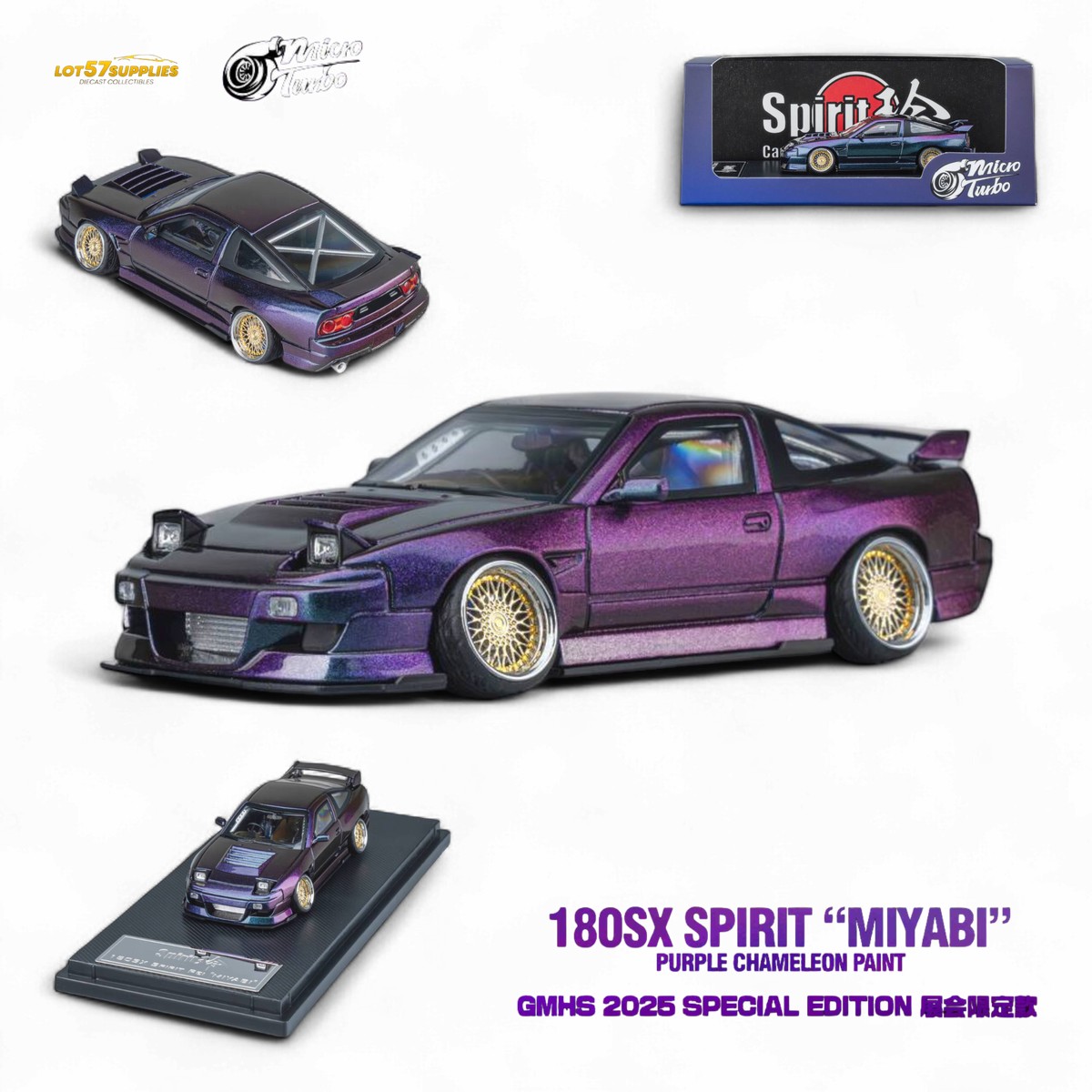 MicroTurbo Nissan 180SX Spirit Rei Purple Chameleon 1:64