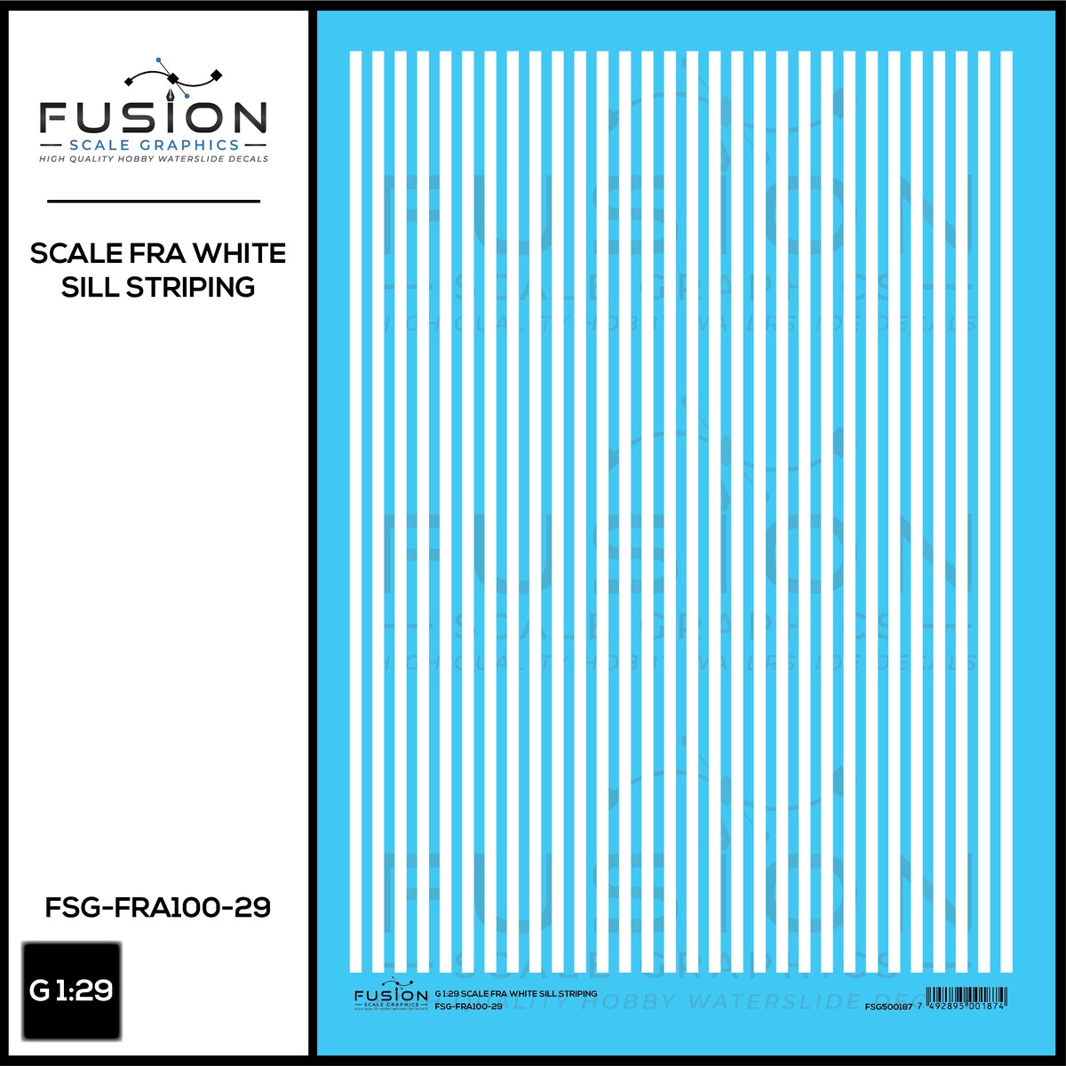 G 1:29 Scale FRA White Sill Striping Decal Set