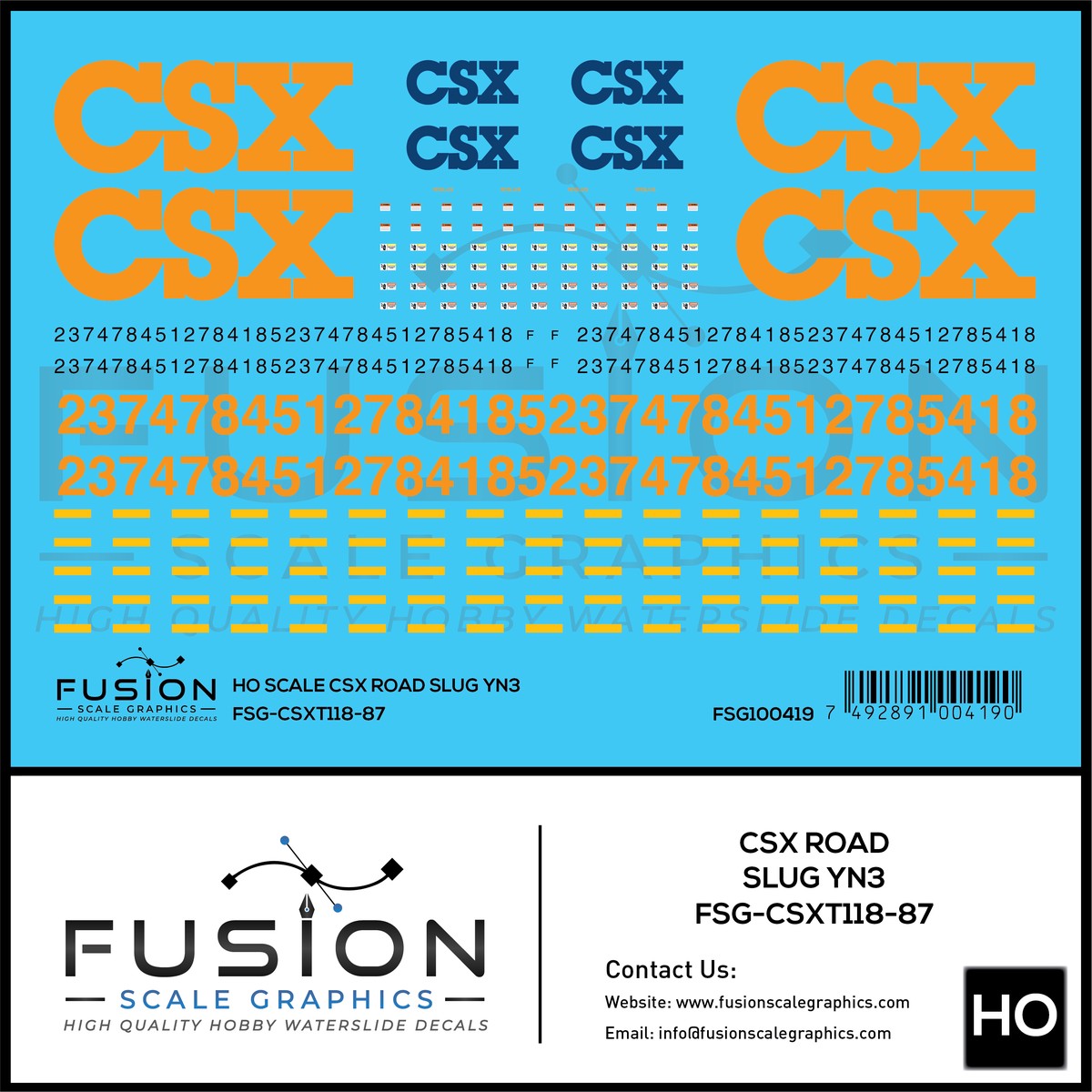 HO Scale CSX Road Slug YN3 Decal Set