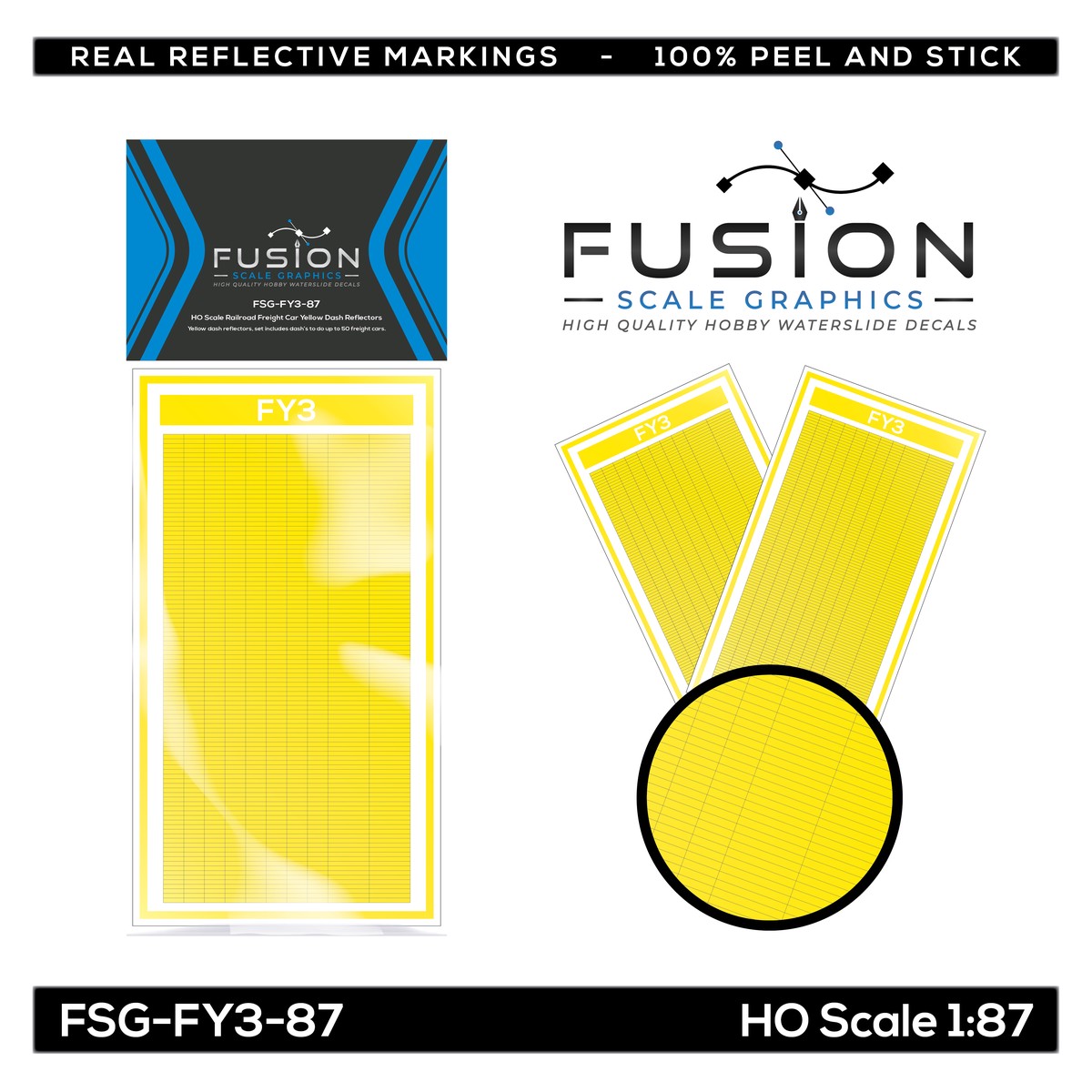 HO Scale Railroad Freight Car Bright Yellow Reflective Markings Set