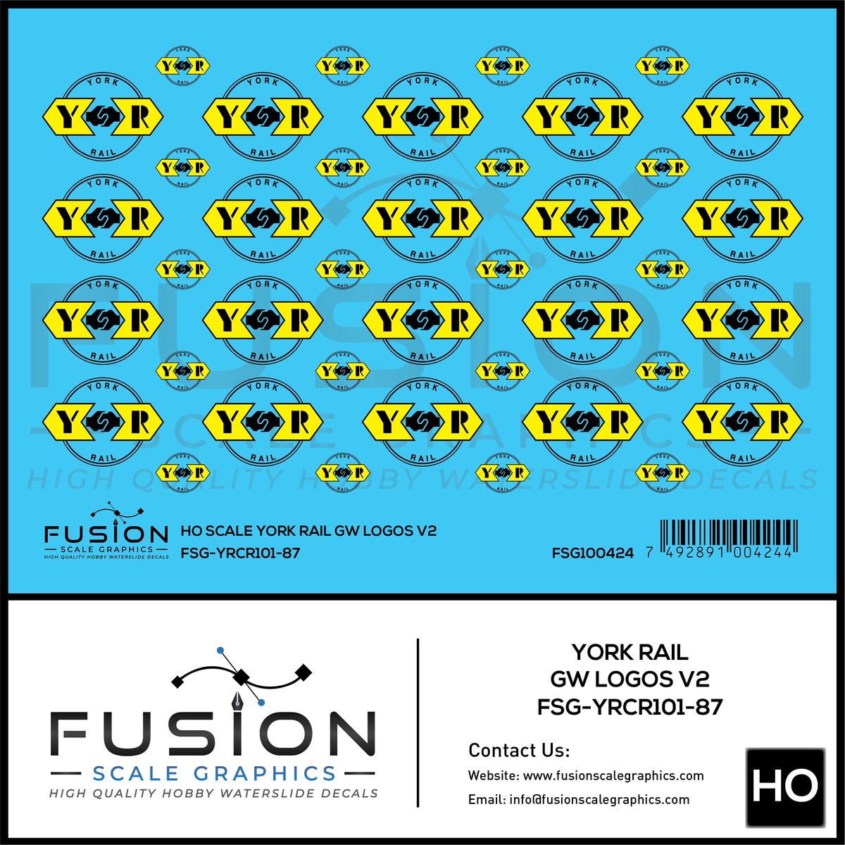 HO Scale York Rail GW Logos V2 Decal Set