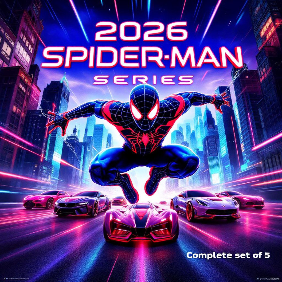 Hot Wheels Silver Series Spider-Man Complete Set of 5 (2026) – Limited Edition Collectible Diecast Cars