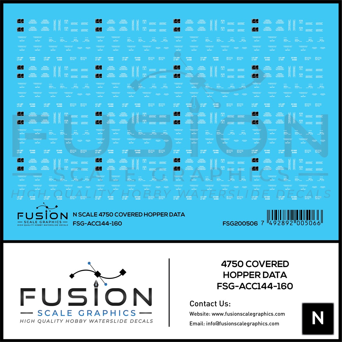 N Scale 4750 Covered Hopper Data Decal Set