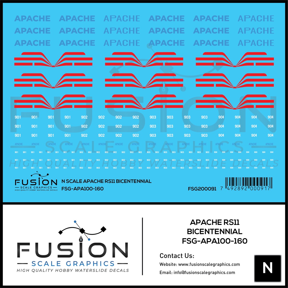 N Scale Apache Bicentennial RS11 Locomotive Decal Set