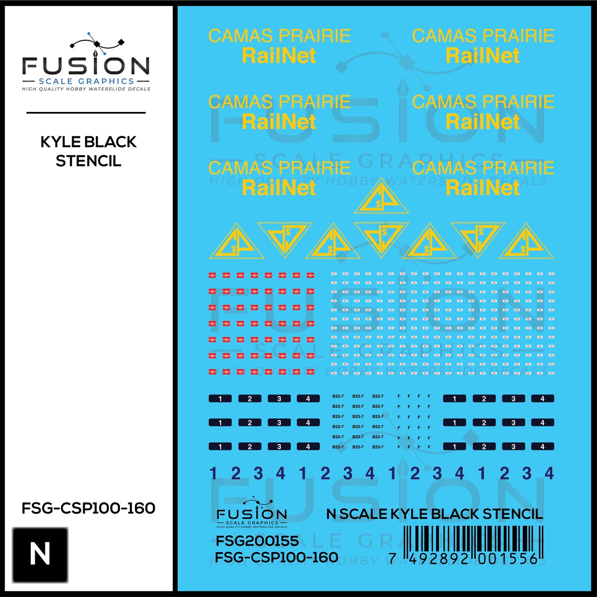 N Scale Camas Prairie RailNet GE B23-7 Locomotives Decal Set