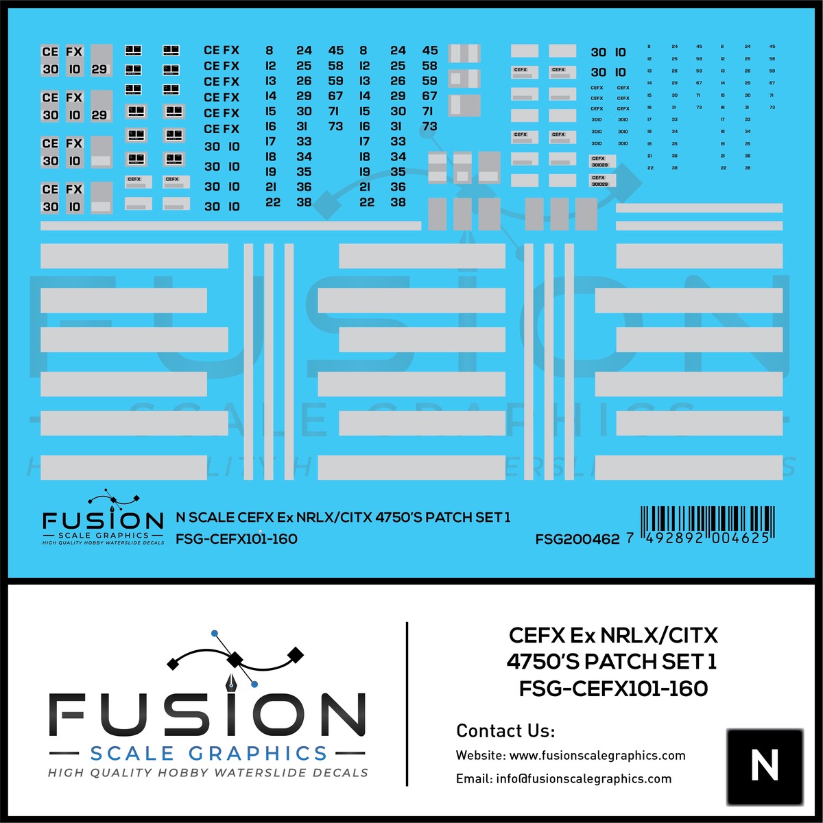 N Scale CEFX Ex NRLX/CITX Foster Farms 4750 Hoppers Patching Decal Set