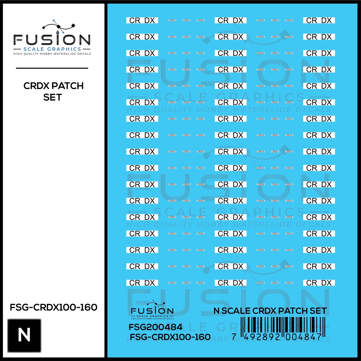 N Scale CRDX Black W/ White Patch Freight Car Repatch Decal Set