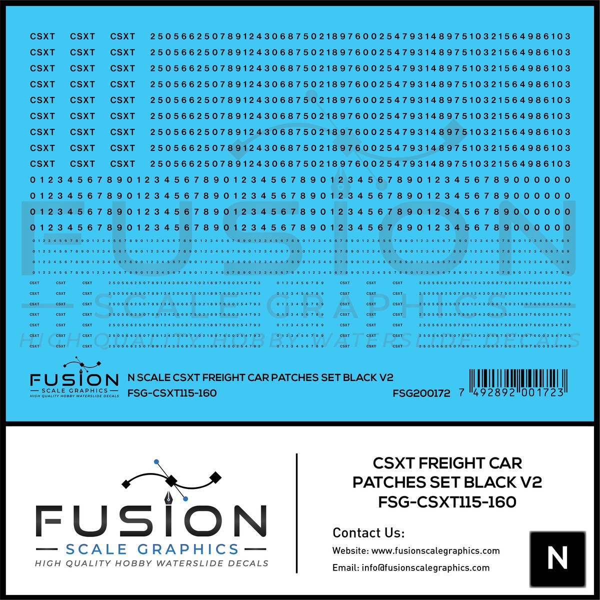 N Scale CSX Freight Car Patches Set V2 Black