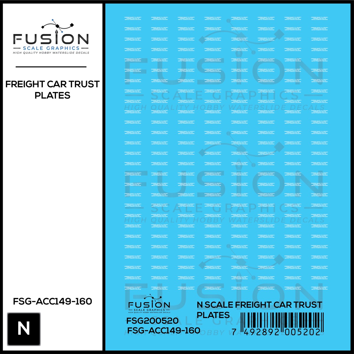 N Scale Freight Car Trust Plates White Decal Set