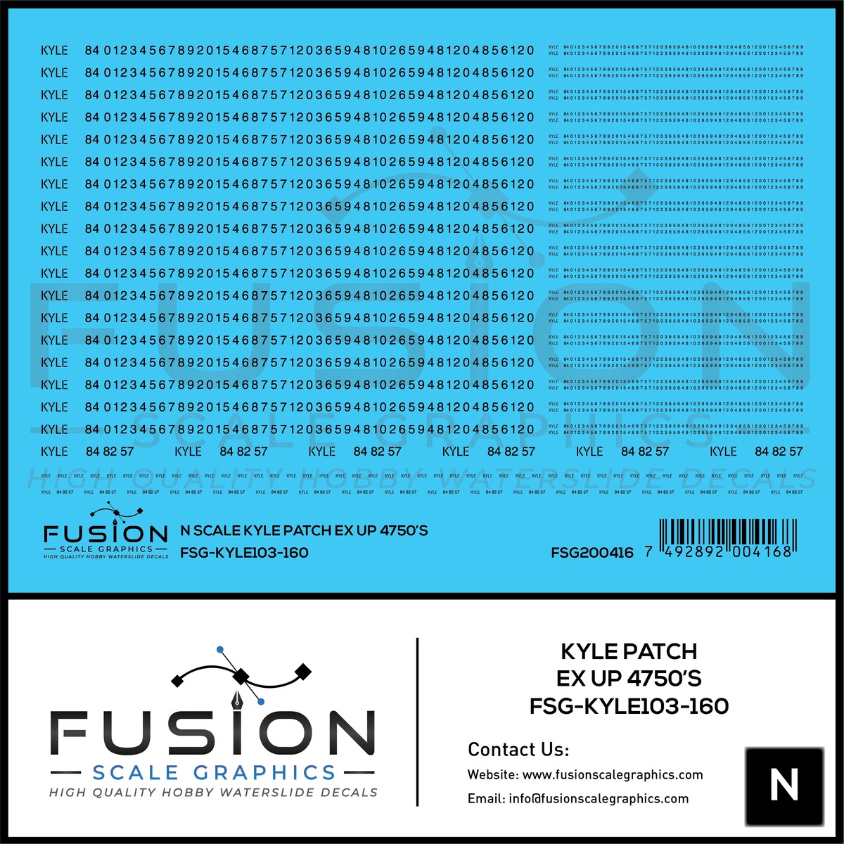 N Scale KYLE Ex UP 4750’s Patching Decal Set