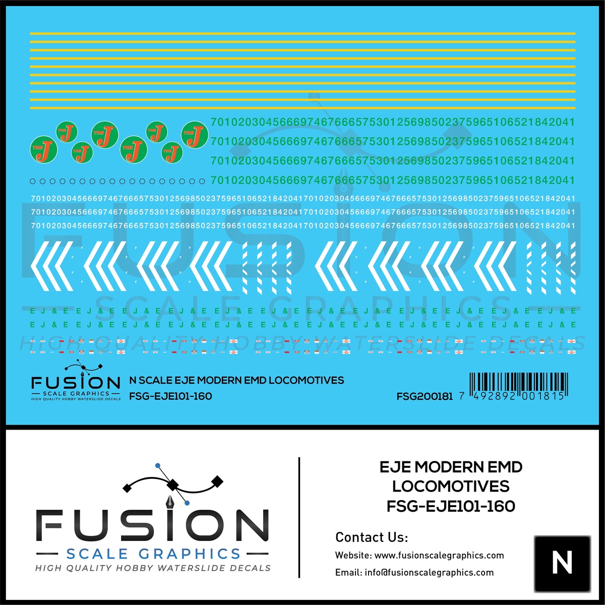 N Scale Modern EJE EMD Locomotives Decal Set