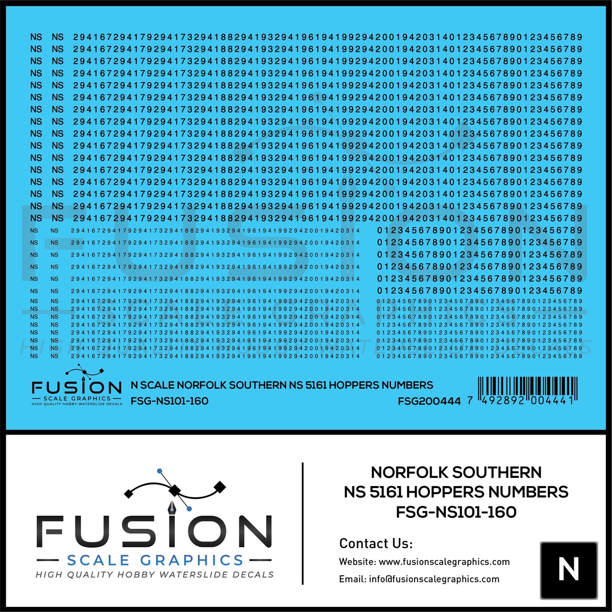 N Scale Norfolk Southern 5161 Hopper Renumbering Decal Set