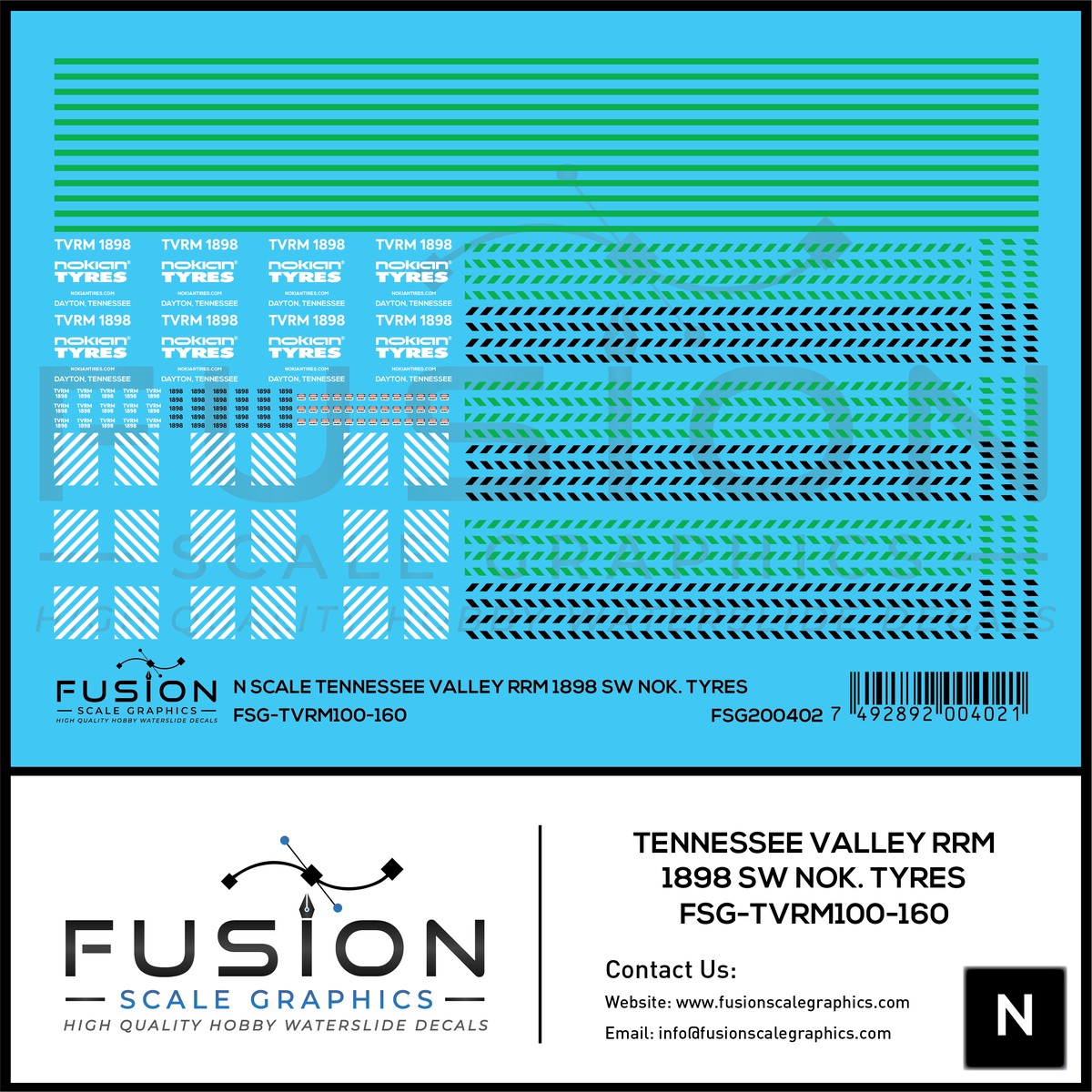 N Scale Tennessee Valley Railroad Museum 1898 Nokian Tyres Decal Set