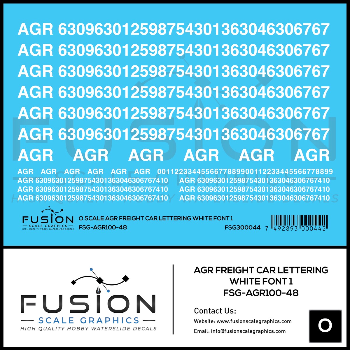 O Scale AGR Freight Car Lettering Font 1 Decal Set