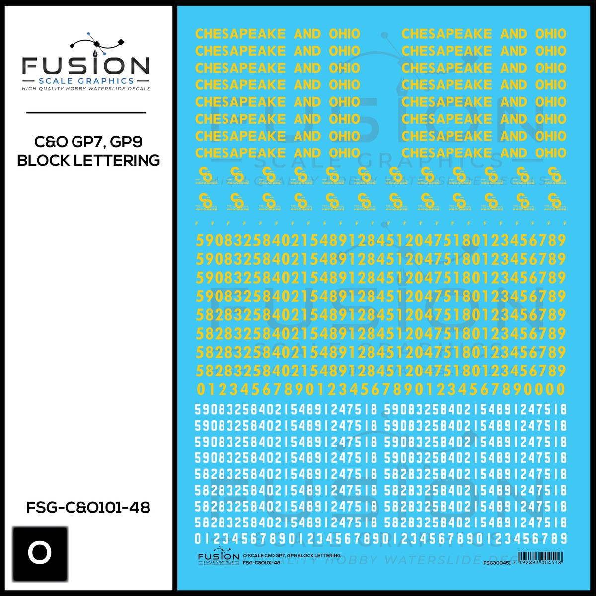 O Scale Chesapeake & Ohio EMD GP7, GP9 Locomotive Decal Set