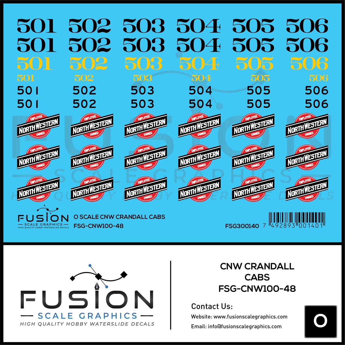 O Scale CNW Crandall Cabs Decal Set