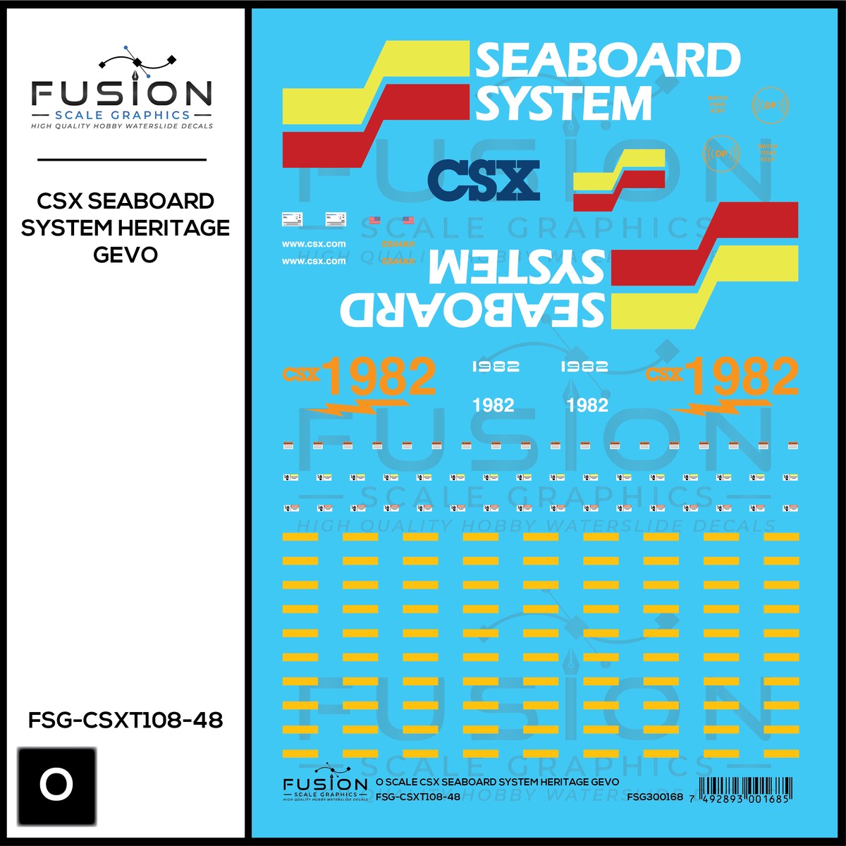 O Scale CSX Seaboard System Heritage GEVO Locomotive Decal Set