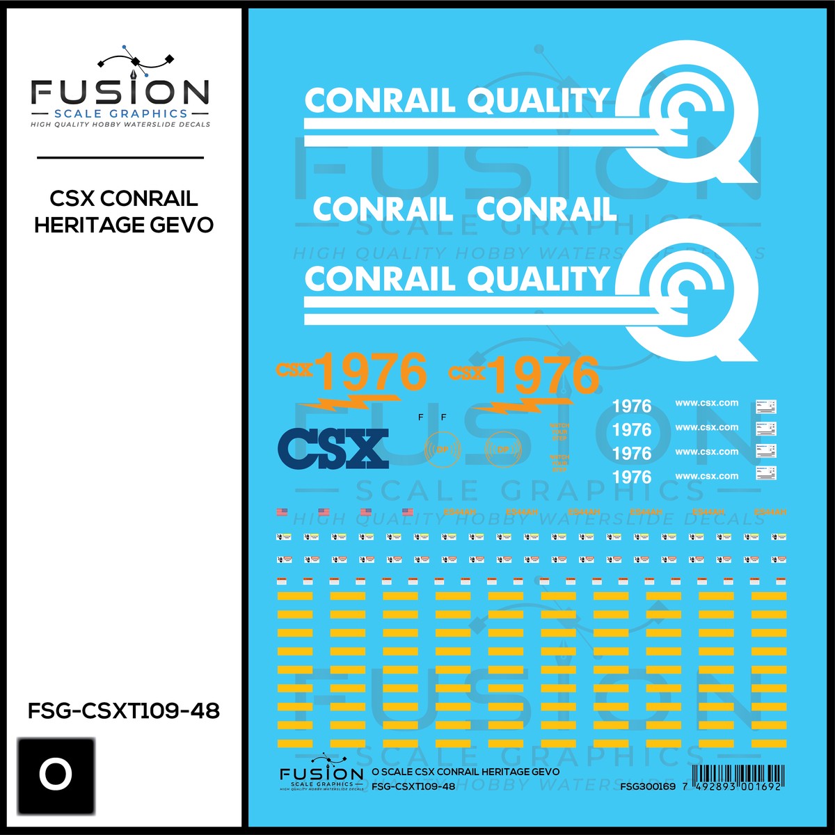 O Scale CSXT Conrail Heritage GEVO Locomotive Decal Set
