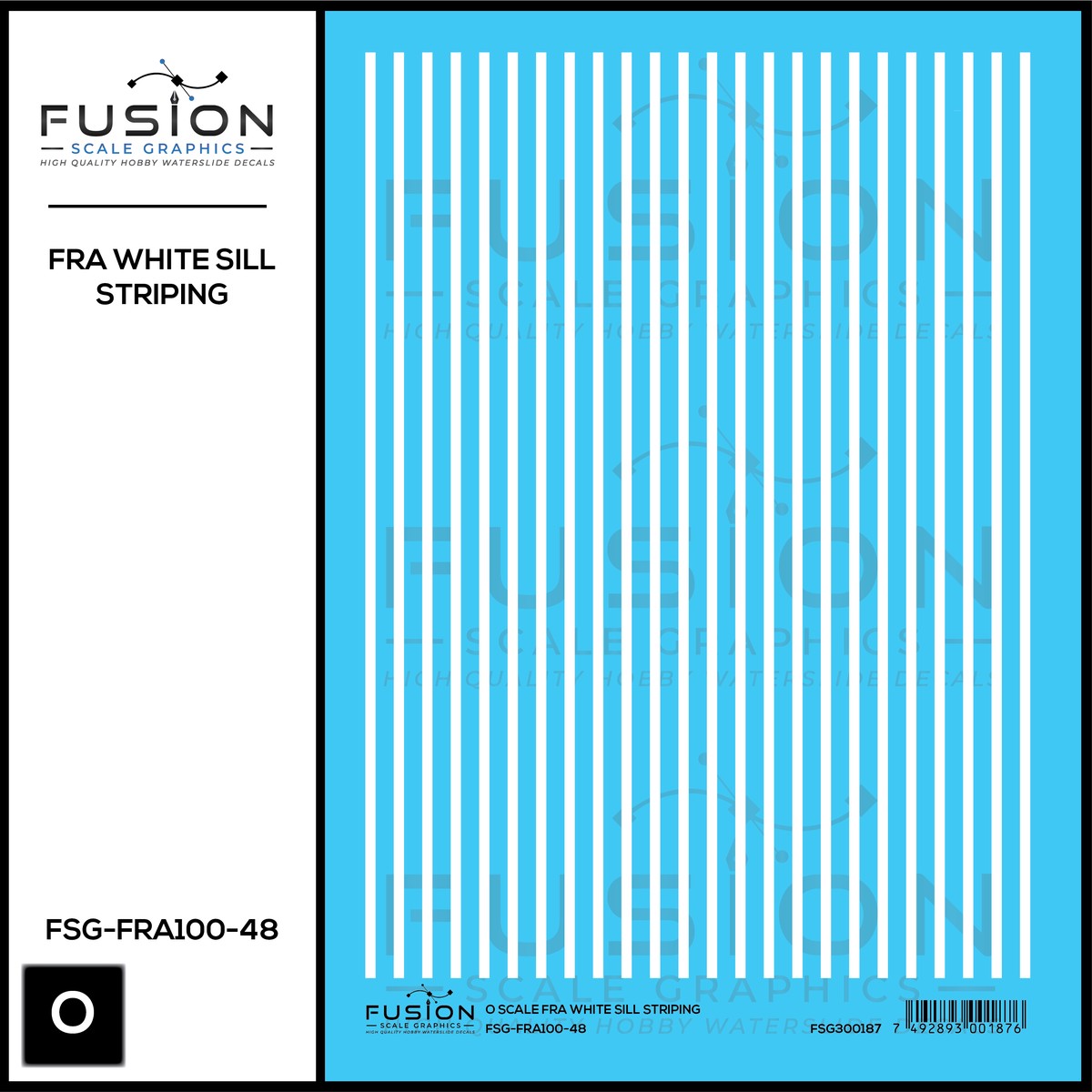 O Scale FRA White Safety Sill Striping Decal Set
