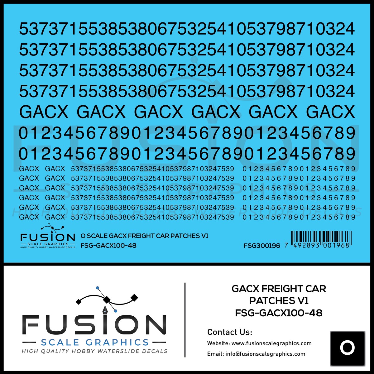 O Scale GACX Freight Car Lettering Decal Set Font 1