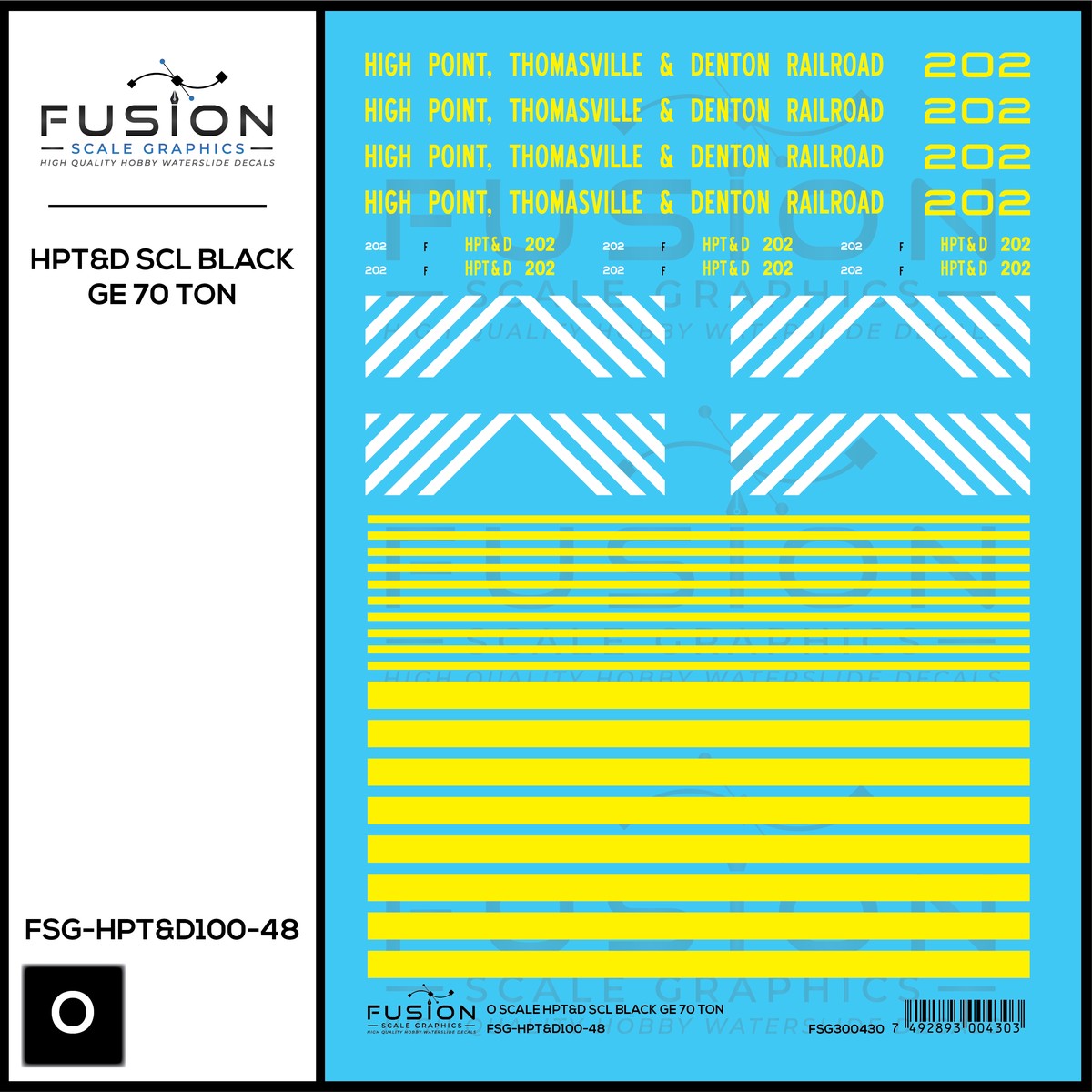 O Scale High Point Thomasville & Denton Railroad SCL Black GE 70 Ton Switcher Locomotive Decal Set