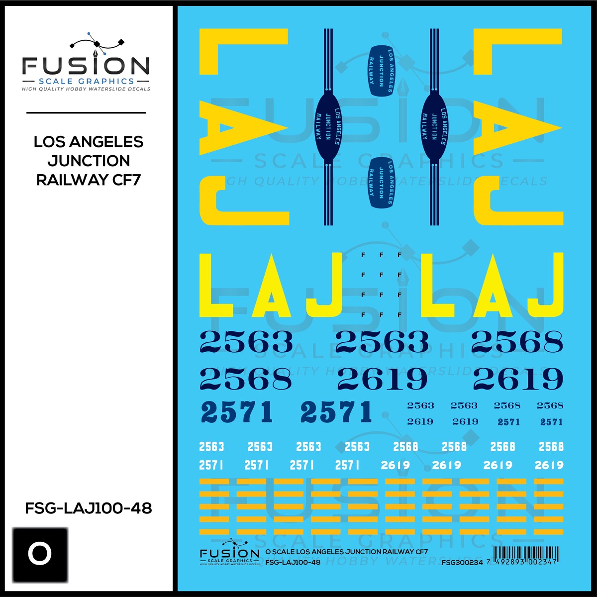 O Scale Los Angeles Junction Railway CF7 Locomotives Decal Set