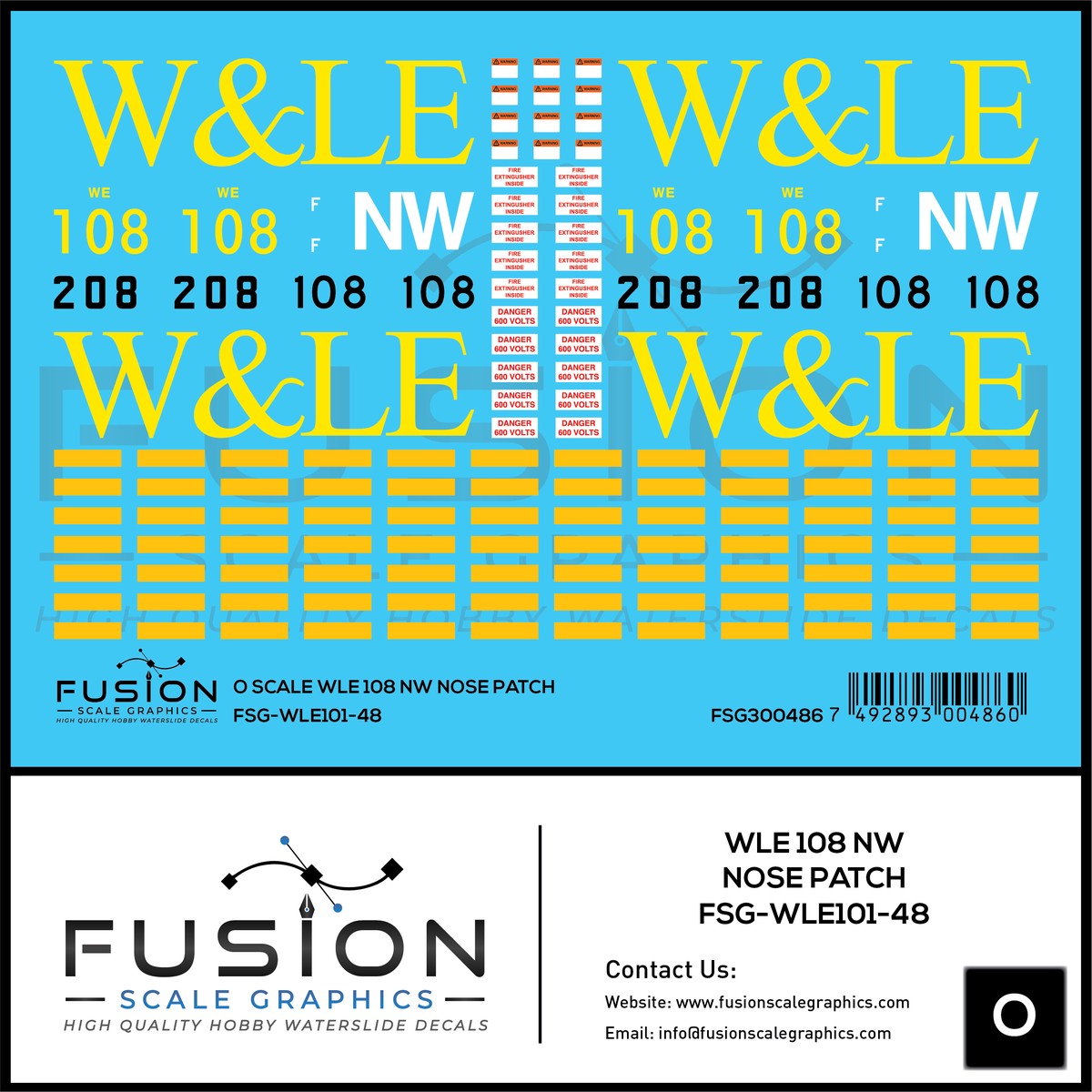 O Scale Wheeling And Lake Erie Railway EMD GP35 108 NW Nose Patch Decal Set