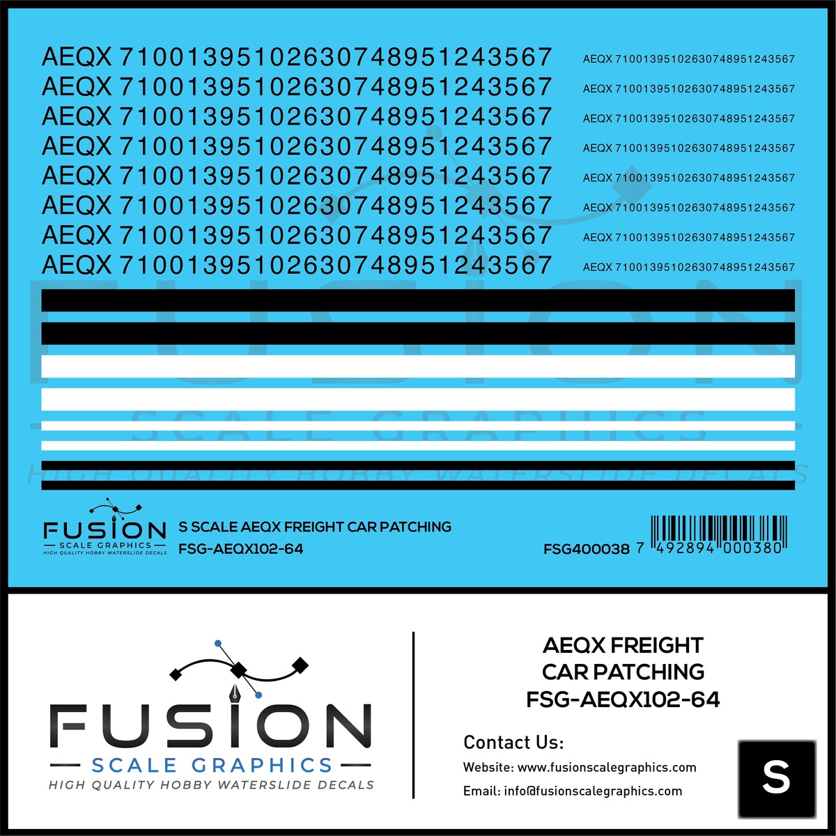 S Scale AEQX Black Freight Car Patching Decal Set